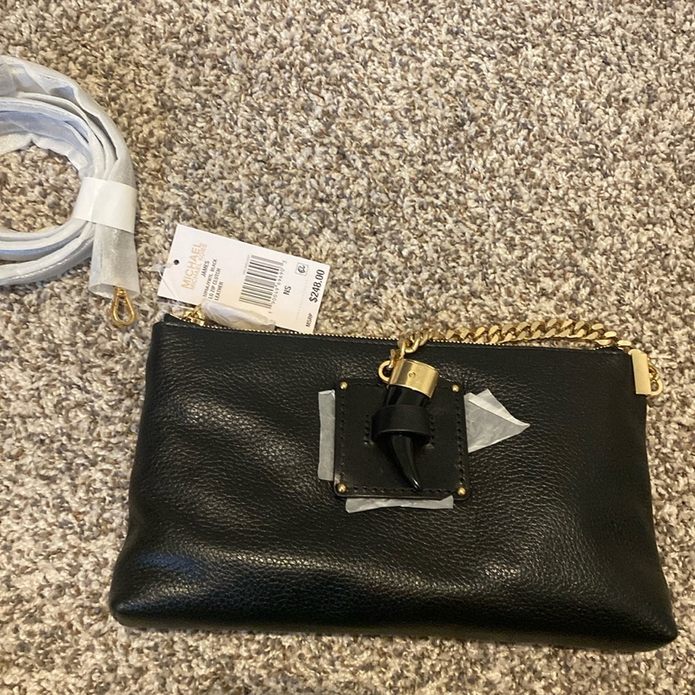 Michael Kors black leather clutch